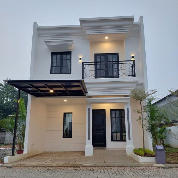 Rumah Dua Lantai dengan Fasad Putih